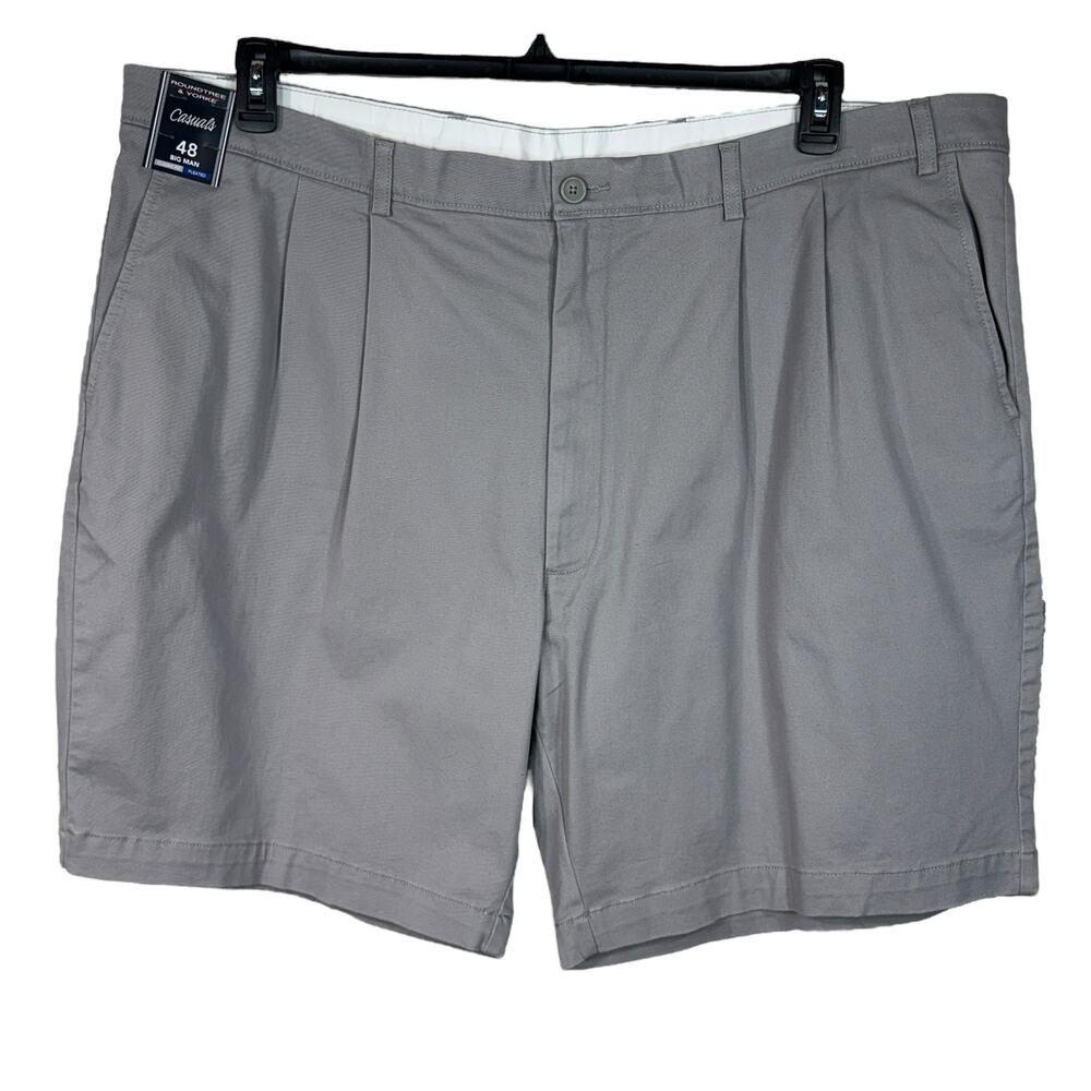 Roundtree & Yorke SZ 48 Casual Shorts Classic Fit Pleated 9" Inseam Zip-Fly Gray